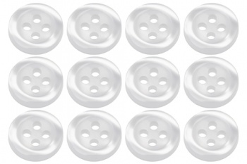Pack of 12 White 18L 11mm Buttons for Shirts